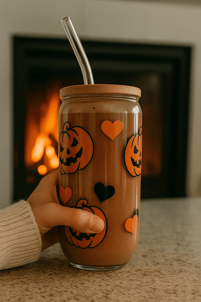 🎃 TUMBLER « CŒURS &amp; CITROUILLES » – 500ML